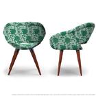 Kit 2 Cadeiras Beijo Verde Floral Poltrona Decorativa Com Bas