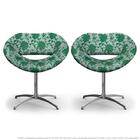 Kit 2 Cadeiras Beijo Verde Floral Poltrona Decorativa Com Bas