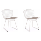 Kit 2 Cadeiras Bertoia Branca Com Assento Bege