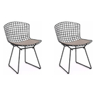 Kit 2 Cadeiras Bertoia Preta Com Assento Bege