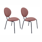 Kit 2 Cadeiras C/ Encosto Escritório Mesa Jantar Sofia - Rosa