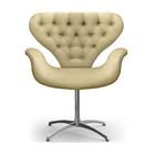 Kit 2 Cadeiras Capitonê Tulipa Bege Base Giratória