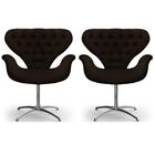 Kit 2 Cadeiras Capitonê Tulipa Marrom Base Giratória