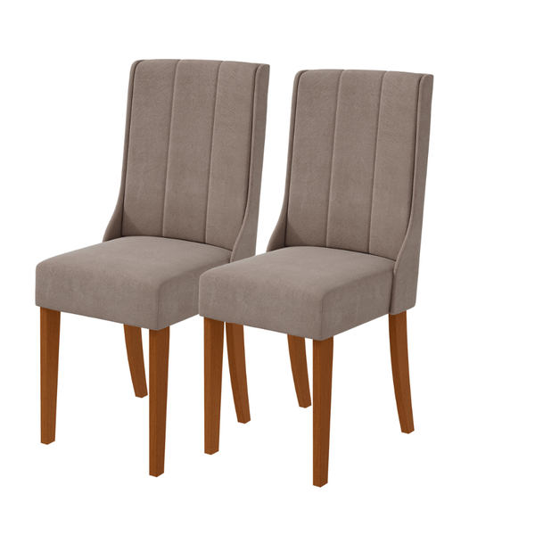 Kit 2 Cadeiras Celina - Lopas Suede Animale Bege-frassino