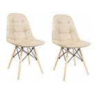 Kit 2 Cadeiras Charles Eames Botonê Eiffel Wood Estofada Cour