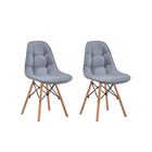 Kit 2 Cadeiras Charles Eames Botonê Eiffel Wood Estofada Cour