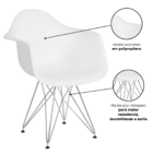 Kit 2 Cadeiras Charles Eames Braço Branca Ferro Cromado