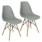 Kit 2 Cadeiras Charles Eames Colmeia Eiffel Base Madeira - Ci