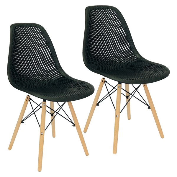 Kit 2 Cadeiras Charles Eames Colmeia Eiffel Base Madeira - Pr