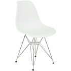Kit 2 Cadeiras Charles Eames Eiffel Base Metal Cromado Branca