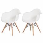 Kit 2 Cadeiras Charles Eames Eiffel Com Braço Branca Base Mad