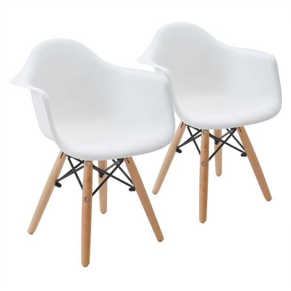 Kit 2 Cadeiras Charles Eames Eiffel Design Wood Com Braços -