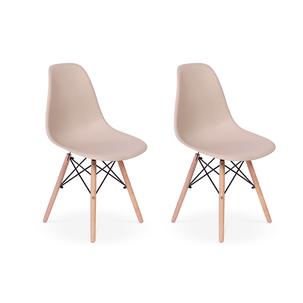 Kit 2 Cadeiras Charles Eames Eiffel Dkr Wood Design Nude