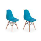 Kit 2 Cadeiras Charles Eames Eiffel Dkr Wood Design Turquesa
