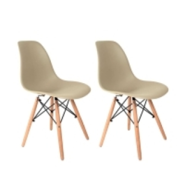 Kit 2 Cadeiras Charles Eames Eiffel Fendi Base Madeira Sala C