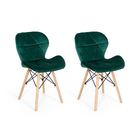 Kit 2 Cadeiras Charles Eames Eiffel Slim Veludo Estofada Verde