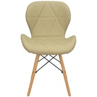 Kit 2 Cadeiras Charles Eames Eiffel Slim Wood Estofada - Bege