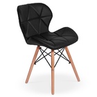 Kit 2 Cadeiras Charles Eames Eiffel Slim Wood Estofada - Preta