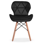 Kit 2 Cadeiras Charles Eames Eiffel Slim Wood Estofada - Preta