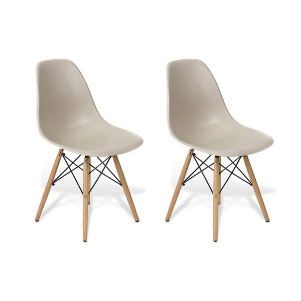 Kit 2 Cadeiras Charles Eames Eiffel Wood Design Jantar Fendi