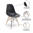 Kit 2 Cadeiras Charles Eames Eiffel Wood Design Jantar Preta
