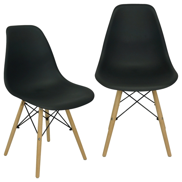 Kit 2 Cadeiras Charles Eames Eiffel Wood Design - Preto
