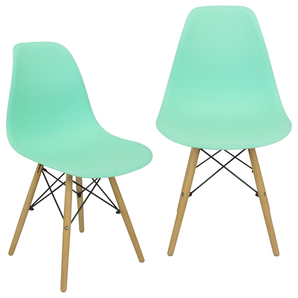 Kit 2 Cadeiras Charles Eames Eiffel Wood Design - Verde Claro