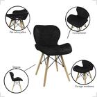 Kit 2 Cadeiras Charles Eames Wood Eiffel Slim Veludo Preto