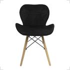 Kit 2 Cadeiras Charles Eames Wood Eiffel Slim Veludo Preto