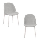 Kit 2 Cadeiras Clara Tecido Fendi Com Base Off White - Rivatti