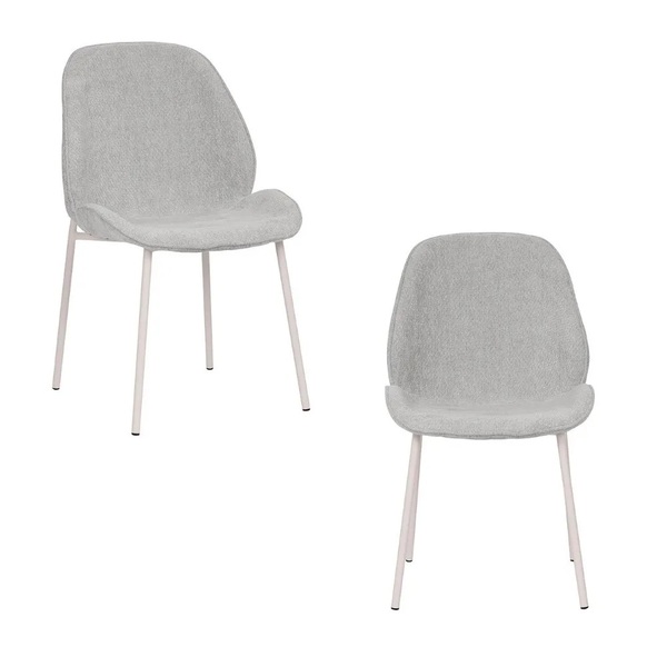 Kit 2 Cadeiras Clara Tecido Fendi Com Base Off White - Rivatti