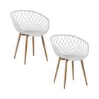 Kit 2 Cadeiras Clarice Nest Wood Com Apoio De Braço - Branco