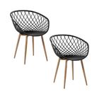 Kit 2 Cadeiras Clarice Nest Wood Com Apoio De Braço - Preto