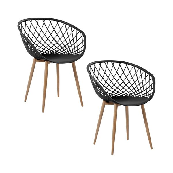 Kit 2 Cadeiras Clarice Nest Wood Com Apoio De Braço - Preto