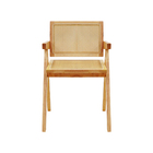 Kit 2 Cadeiras Com Assento Encosto Rattan Base Cor Natural Em