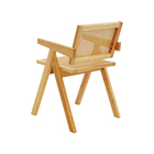 Kit 2 Cadeiras Com Assento Encosto Rattan Base Cor Natural Em