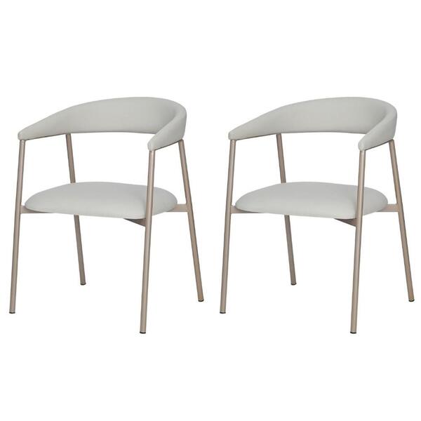 Kit 2 Cadeiras Com Braço Chamonix Olivia Fratini Estofado Pu