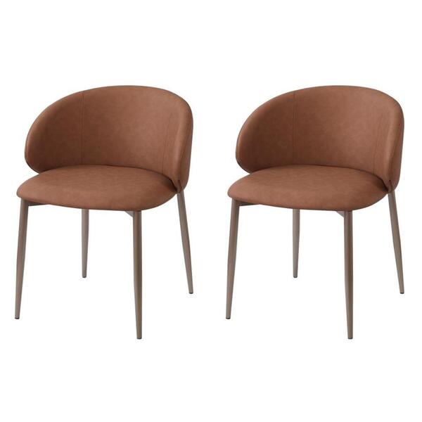 Kit 2 Cadeiras Com Braço Firenze Fratini Revestida Pu Caramel