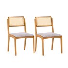 Kit 2 Cadeiras Com Encosto Assento Estofado Argos Verniz Mel/
