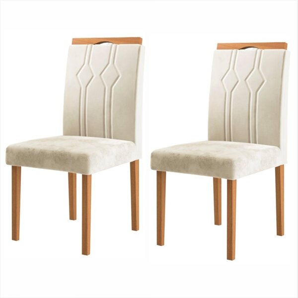 Kit 2 Cadeiras Com Puxador 01  Marfim/mel