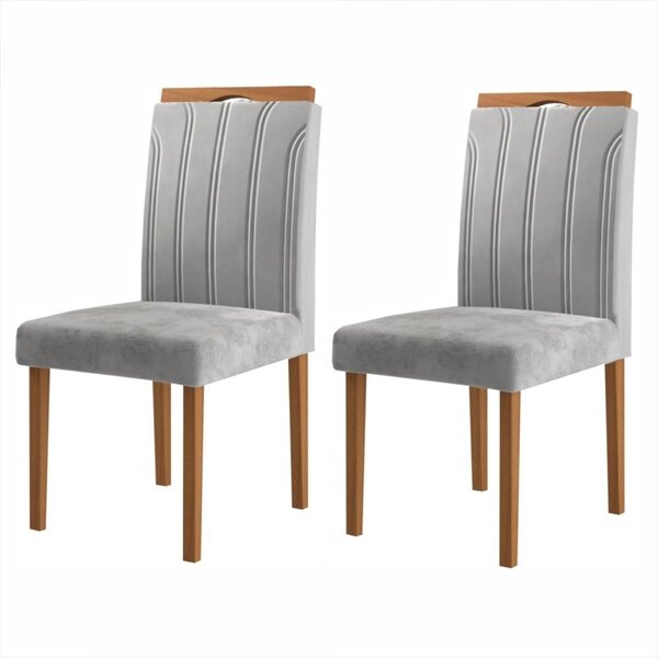 Kit 2 Cadeiras Com Puxador 03  Prata/mel