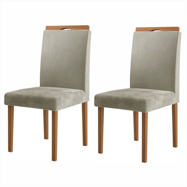 Kit 2 Cadeiras Com Puxador 04  Bege/mel