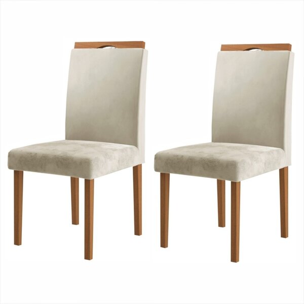 Kit 2 Cadeiras Com Puxador 04  Marfim/mel