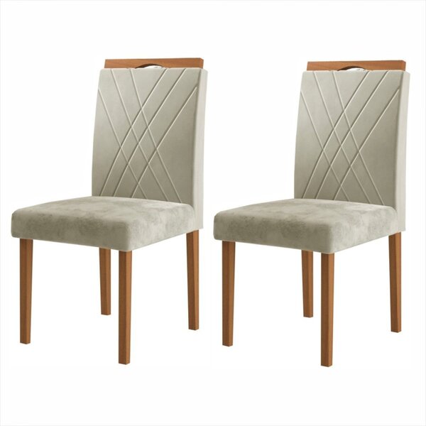 Kit 2 Cadeiras Com Puxador 05  Bege/mel