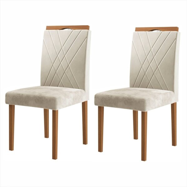 Kit 2 Cadeiras Com Puxador 05  Marfim/mel