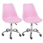 Kit 2 Cadeiras Com Rodízios Tulipa Office Escritório Rosa Cla