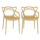 Kit 2 Cadeiras Cozinha Design Empilhável Nude