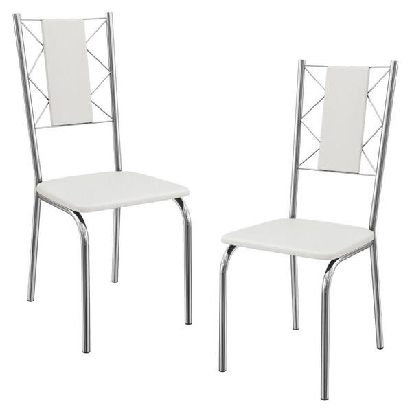 Kit 2 Cadeiras Cromada Sala Jantar 2c076cr Corino Preto Kappe