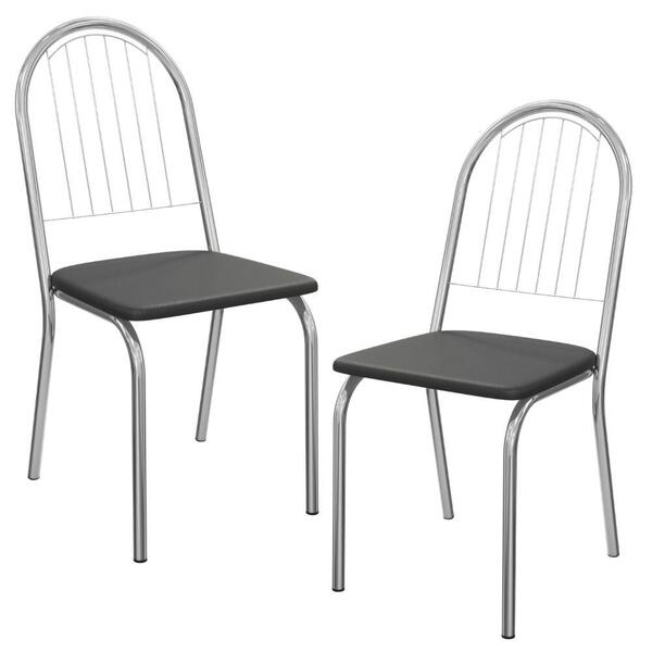 Kit 2 Cadeiras Cromada Sala Jantar 2c077cr Corino Nude Kappes