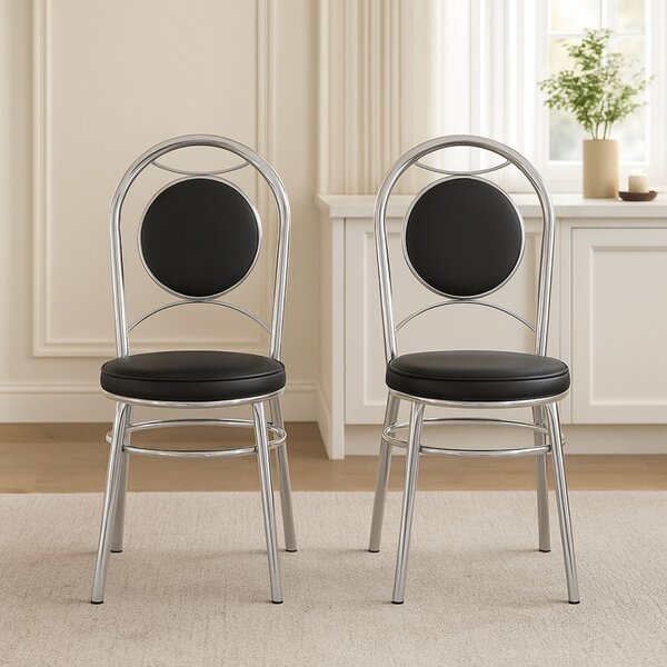 Kit 2 Cadeiras Cromadas Cc10 A101 Debrum Yescasa Cromado/preto